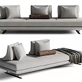 Modern Sectional Sofa With Multiple Plush Cushions And Light Gray Fabric Design 3d model