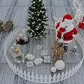 Christmas Decorative Ornament Set With Tree Santa Gift Boxes Candles Fairy Lights And Picket Fence