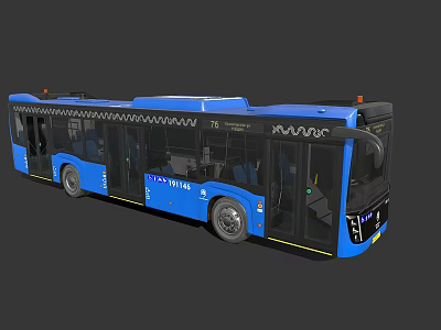 Modern Blue City Bus With Sleek Exterior Design Large Windows And Side Doors 3d model