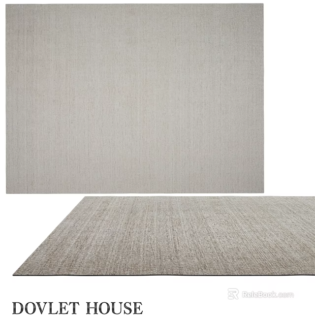 Neutral Toned Square Rug with Woven Texture for Living Room Decor 3d model 