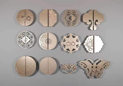 New Chinese style handle door handle 3d model