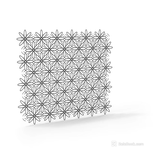 Architectural Decorative Panel With Intricate Repeating Star Shaped Floral Motifs In Geometric Grid 3d model 