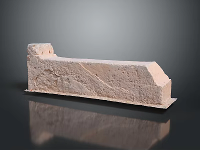 Natural Sandstone Structure With Rough Textured Surface On Black Reflective Base 3d model
