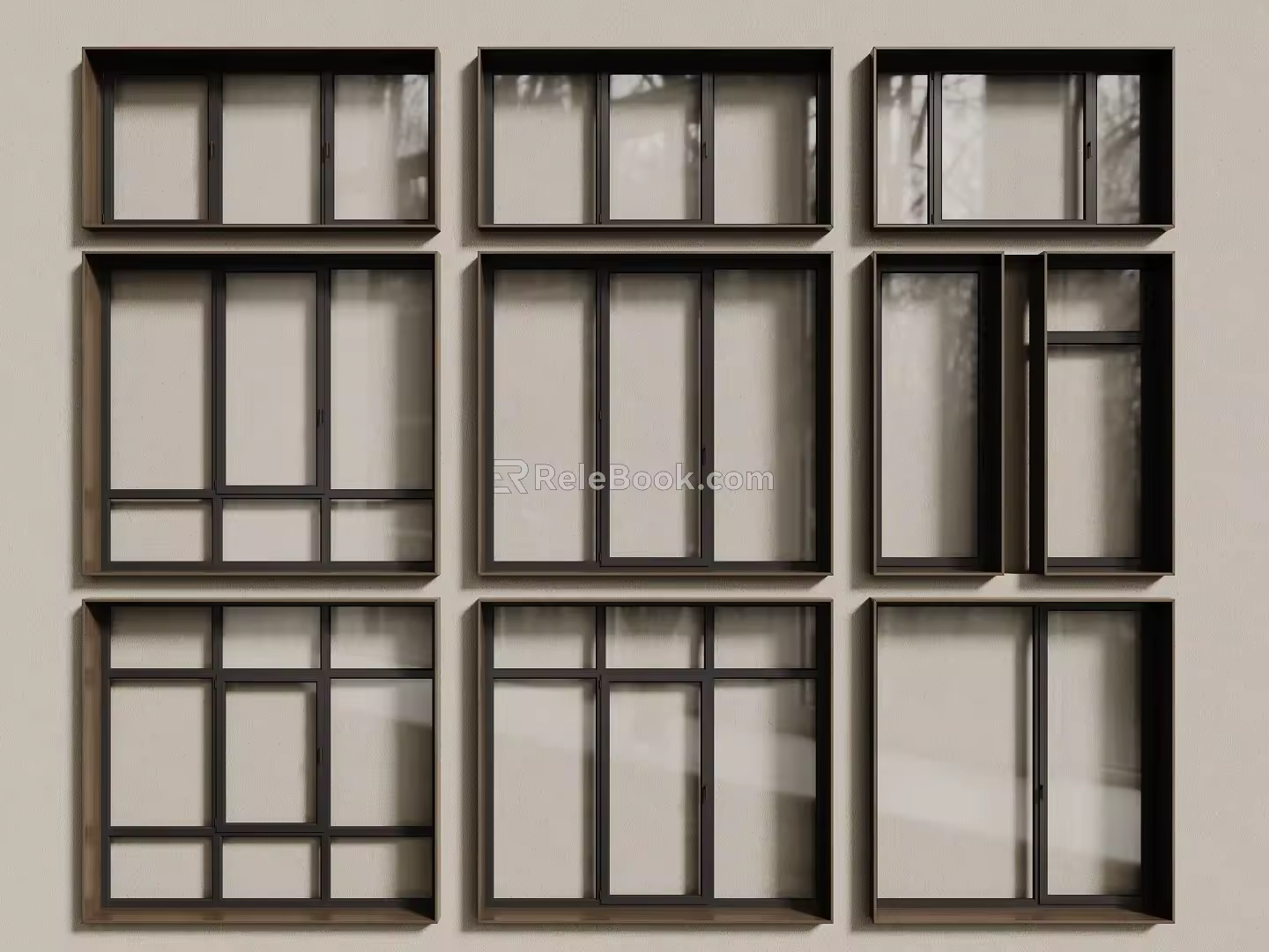 modern windows aluminum alloy windows casement windows floor-to-ceiling windows 3d model
