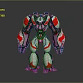Futuristic Red and Silver Robot Character With Muscular Mechanical Build And Detailed Armor Design 3d model