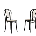Vintage Black Metal Chairs with Wicker Backrest and Wooden Seat Design