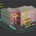 Yellow And White Multi Story Building With Green Roof Balconies And Steps