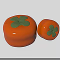 Orange Inflatable Persimmon Shaped Decorations With Green Leaf Accents 3d model