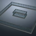 Modern Nested Square Railing Structure With 3D Architectural Grid Design