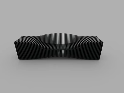 Modern Black Wavy Leisure Sofa Set With Vertical Stripes Design 3d model