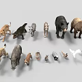 Collection of Various Animal Models Including Lion Boar Bear Bird and Turtle