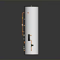 Cylindrical Mechanical Assembly With Colorful Green Orange Black Parts On Metallic Body