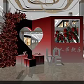 Romantic Mall Interior Decoration With Heart Shaped Arch Red Flowers And LOVE Sign