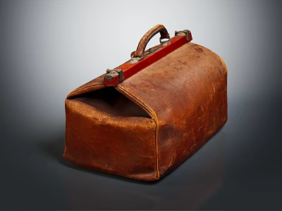 Vintage Brown Leather Bag With Metal Clasp And Handle Design 3d model