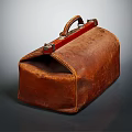 Vintage Brown Leather Bag With Metal Clasp And Handle Design