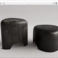 Two Black Curved Modern Side Tables With Smooth Surfaces And Contemporary Design 3d model