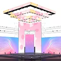 Modern Stage Design With Purple Pink Lighting Geometric Structure And LED Screens