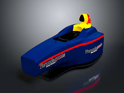 Blue Potter Racing Team Racing Car With Yellow Cockpit And Red Stripes 3d model
