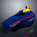 Blue Potter Racing Team Racing Car With Yellow Cockpit And Red Stripes