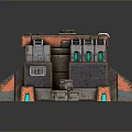 Sci Fi Mechanical Structure With Orange Gray Body Green Accents And Small Blocks 3d model