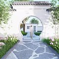 Traditional Courtyard Garden With Rockery Stones Pond Pavilion And Green Trees