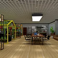 Public Office Space With Wooden Flooring Conference Table Office Chairs And Green Plants