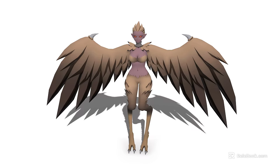 Mythical Winged Creature 3D Rendered Model With Large Feathered Wings And Clawed Feet 3d model 
