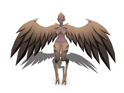 Mythical Winged Creature 3D Rendered Model With Large Feathered Wings And Clawed Feet 3d model
