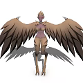 Mythical Winged Creature 3D Rendered Model With Large Feathered Wings And Clawed Feet 3d model