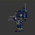 Blue Armored Mech Robot Game Movie Character with Mechanical Arms and Legs