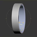 Electronic Silver Ring With Blue Illuminated Interior And Textured Surface Design
