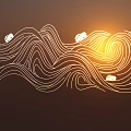 Wrought Iron Artistic Wave Design With Golden Light And Decorative Details