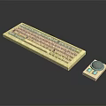Beige Computer Keyboard And Compact Mouse For Desktop Computer Peripheral 3d model