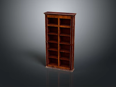 Dark Brown Wooden Bookcase With Multiple Shelves Sturdy Frame And Classic Design 3d model