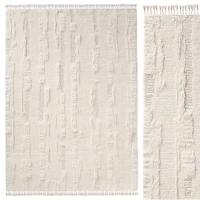 Beige Woven Texture Square Rug With Modern Simple Design For Living Room Decor 3d model
