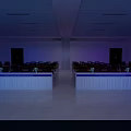 Bright Modern Conference Room Interior Featuring Large Screen Tables And Chairs