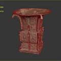 Ancient Chinese Bronze Ritual Vessel With Intricate Carvings Square Structure And Top Rim