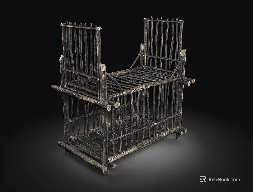 Vintage Metal Pet Cage with Two Tier Design and Sturdy Wheels for Small Animals 3d model 