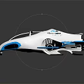 Futuristic SkyCruiser Spacecraft with White Blue Exterior and Transparent Cockpit for Advanced Space Exploration