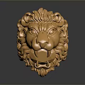 Golden Lion Head Decorative Ornament With Intricate Design For Home Decor
