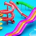 Colorful Playground Equipment with Slides Curved Tubes Rings and Bright Components