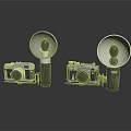 Vintage Electronic Cameras With Large Flash Units And Reflective Surfaces