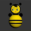 Cute Cartoon Bee Doll With Yellow Striped Body Black Spheres Blue Eyes And Red Mouth