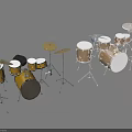 Yellow Black and Gold White Drum Sets with Drums Cymbals and Stands