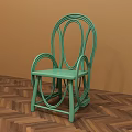 Green Curved Design Dining Chair Against Brown Wall With Herringbone Wood Floor