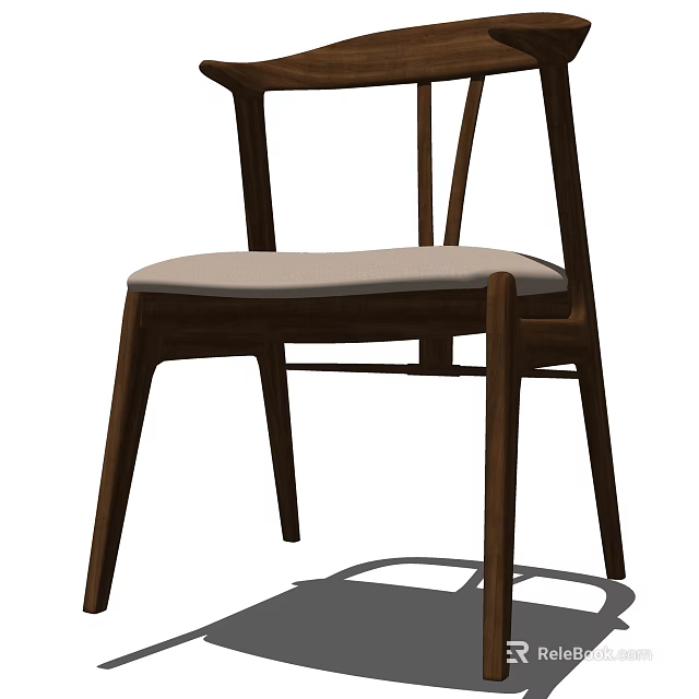 Contemporary Leisure Chair Featuring Wooden Frame and Comfortable Padded Seat Design 3d model 