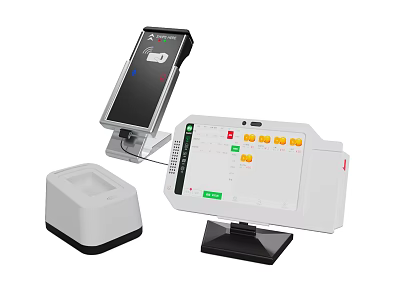 Modern Commercial POS Equipment With Touchscreen Terminal Payment Scanner And Customer 3d model