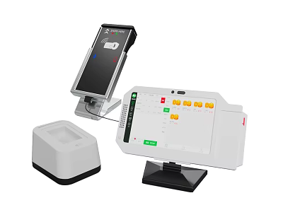 Modern Commercial POS Equipment With Touchscreen Terminal Payment Scanner And Customer 3d model