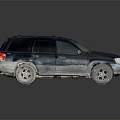 Dark Blue Vintage Jeep SUV With Roof Rack And Alloy Wheels Design