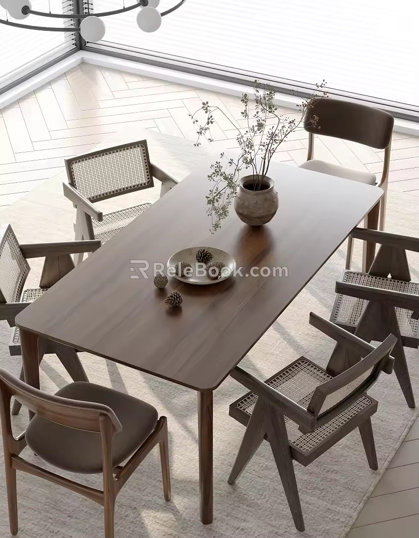 Dining table and chair combination 3d model